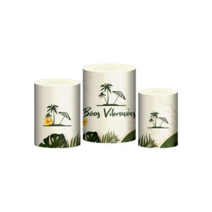 Trio Capa Cilindro Tropical 3D Em Tecido Com Elástico