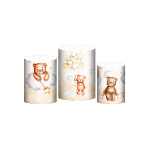 Trio Capa Cilindro Ursinho Cute 3D Em Tecido Com Elástico