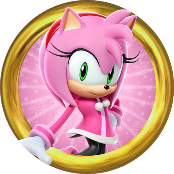 Painel Redondo 3D Sonic Amy Rose Tecido Sublimado