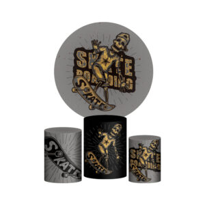 Trio Capa Cilindro + Painel Redondo 3D Skate 1,50m Veste Fácil