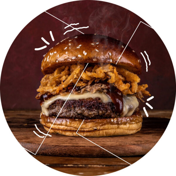 Painel Redondo 3D Hamburguer Tecido Sublimado