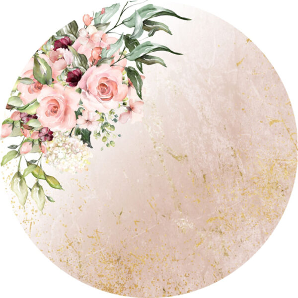Painel Redondo 3D Floral Marmore Tecido Sublimado