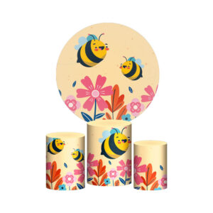 Trio Capa Cilindro + Painel Redondo 3D Abelhinha 1,50m Veste Fácil
