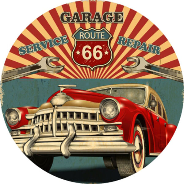 Painel Redondo 3D Carros Vintage Retro Tecido Sublimado