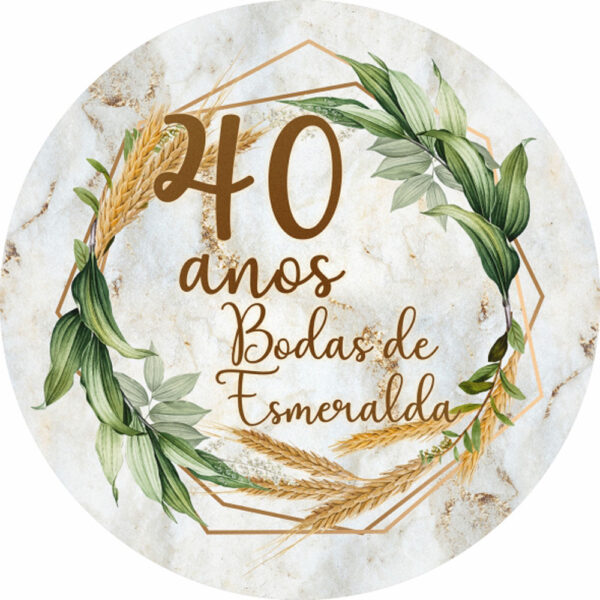 Painel Redondo 3D Bodas de Esmeralda  Tecido Sublimado