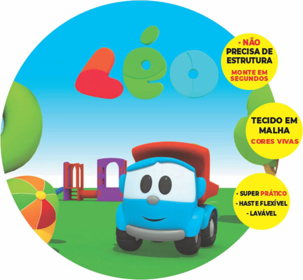 Painel Redondo 3D Leo Caminhão Abre Fácil Tecido