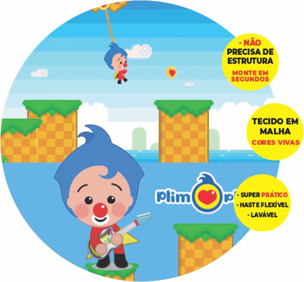 Painel Redondo 3D Palhaço Plim Plim  Abre Fácil Tecido