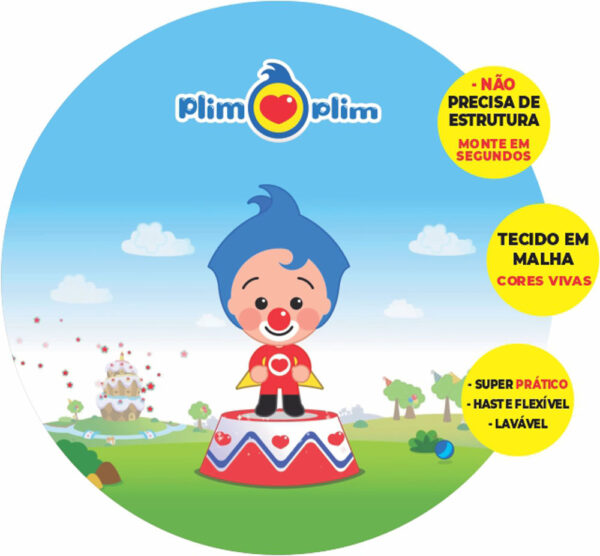Painel Redondo 3D Palhaço Plim Plim  Abre Fácil Tecido