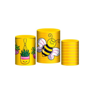 Trio Capa Cilindro Abelhinha 3D Em Tecido Com Elástico