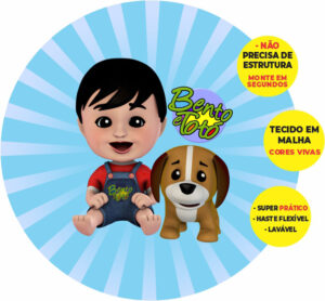 Painel Redondo 3D Bento e Toto Abre Fácil Tecido