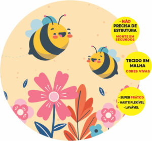 Painel Redondo 3D Abelhinha Abre Fácil Tecido