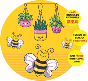Painel Redondo 3D Abelhinha  Abre Fácil Tecido