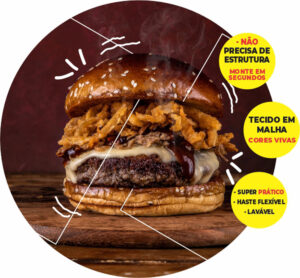 Painel Redondo 3D Hamburguer Abre Fácil Tecido