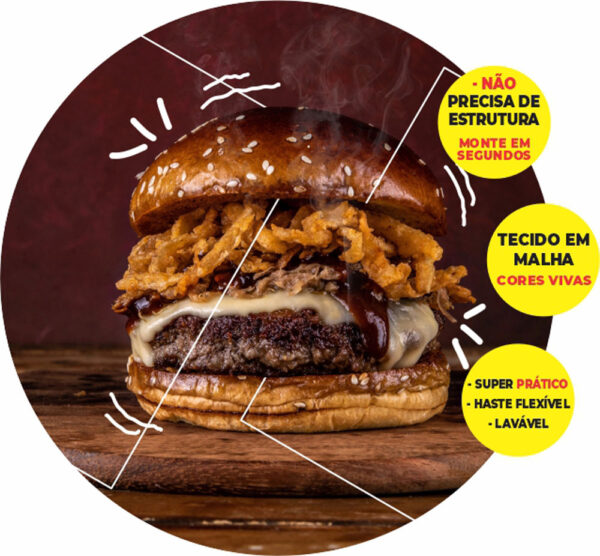 Painel Redondo 3D Hamburguer Abre Fácil Tecido