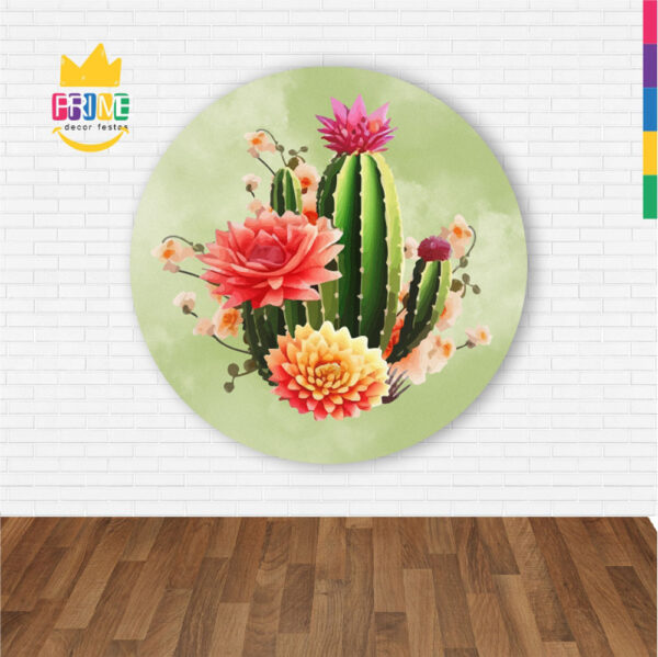 Painel Redondo 3D Cactos  Abre Fácil Tecido - Image 2