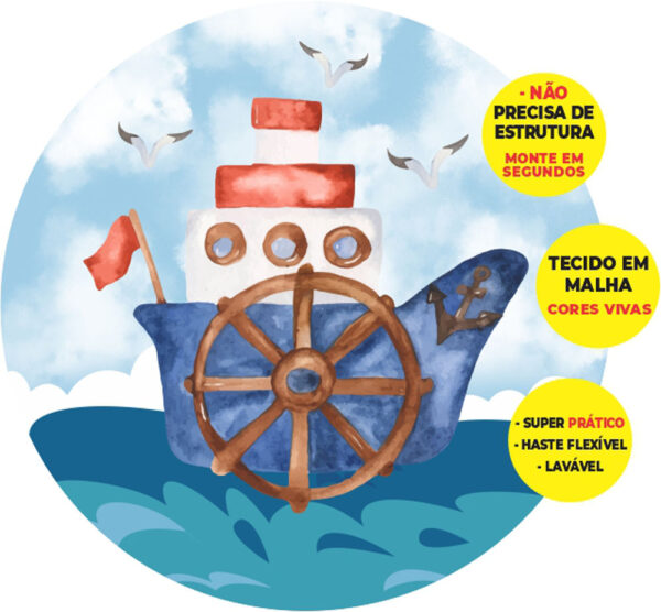 Painel Redondo 3D Marinheiro Aquarela  Abre Fácil Tecido