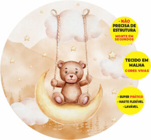 Painel Redondo 3D Ursinho Cute Abre Fácil Tecido