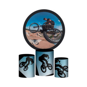 Trio Capa Cilindro + Painel Redondo 3D Bike 1,50m Veste Fácil