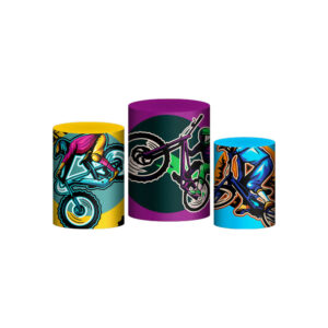 Trio Capa Cilindro Bike Retro 3D Em Tecido Com Elástico