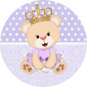 Painel Redondo 3D Princesa Ursinha Tecido Sublimado