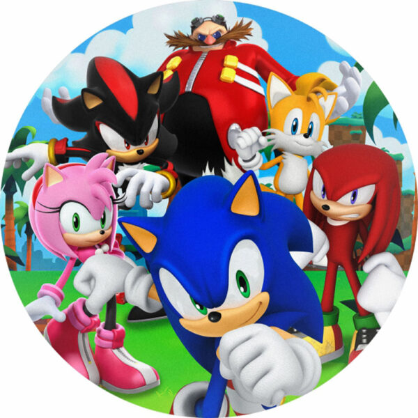 Painel Redondo 3D Sonic Tecido Sublimado