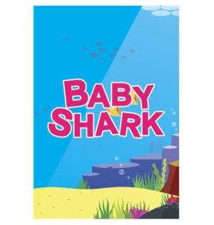 Painel de Festa Retangular 3D Baby Shark Casadinho 1,50m x 2,20
