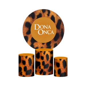 Trio Capa Cilindro + Painel Redondo 3D Dona Onça 1,50m Veste Fácil