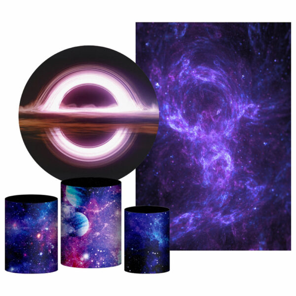 Kit Casado Galaxia Painel Redondo Trio Capas Cilindro Retangular Vertical Em Tecido