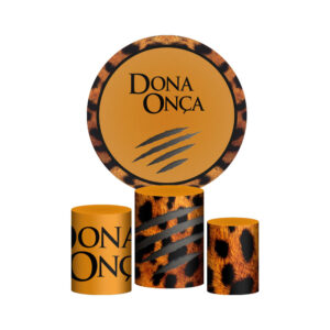 Trio Capa Cilindro + Painel Redondo 3D Dona Onça 1,50m Veste Fácil