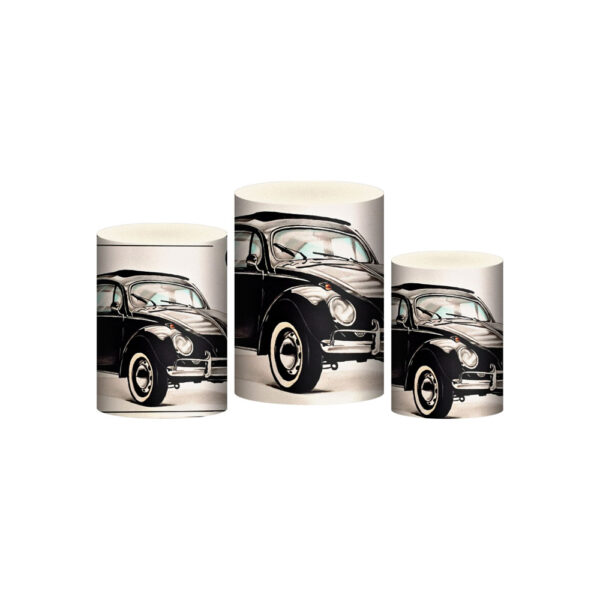 Trio Capa Cilindro Fusca Preto 3D Em Tecido Com Elástico