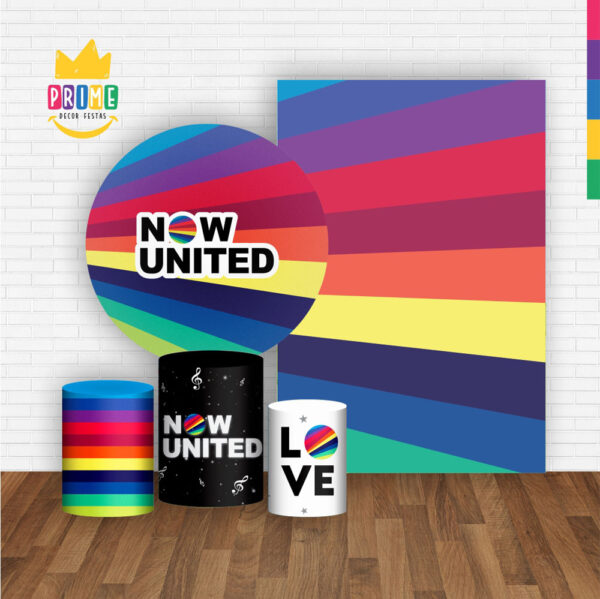 Kit Casado Now United  Painel Redondo Trio Capas Cilindro Retangular Vertical Em Tecido - Image 3
