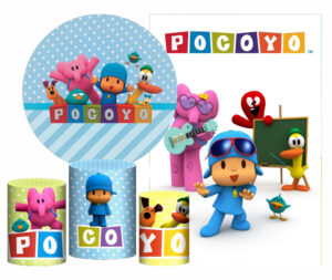 Kit Casado Pocoyo Painel Redondo Trio Capas Cilindro Retangular Vertical Em Tecido