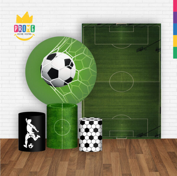 Kit Casado Futebol Painel Redondo Trio Capas Cilindro Retangular Vertical Em Tecido - Image 2
