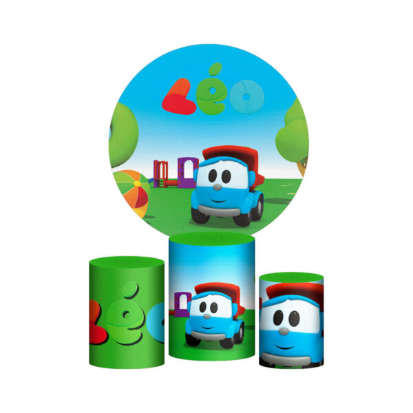 Trio Capa Cilindro + Painel Redondo 3D Leo o Caminhão 1,50m Veste Fácil