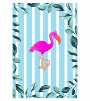 Painel de Festa Retangular 3D Flamingo Casadinho 1,50m x 2,20
