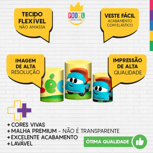 Trio Capa Cilindro Leo o Caminhão 3D Em Tecido Com Elástico - Image 3