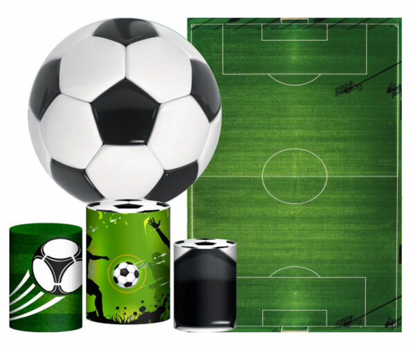 Kit Casado Futebol Painel Redondo Trio Capas Cilindro Retangular Vertical Em Tecido