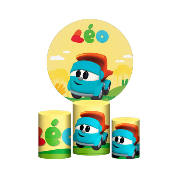 Trio Capa Cilindro + Painel Redondo 3D Leo o Caminhão 1,50m Veste Fácil