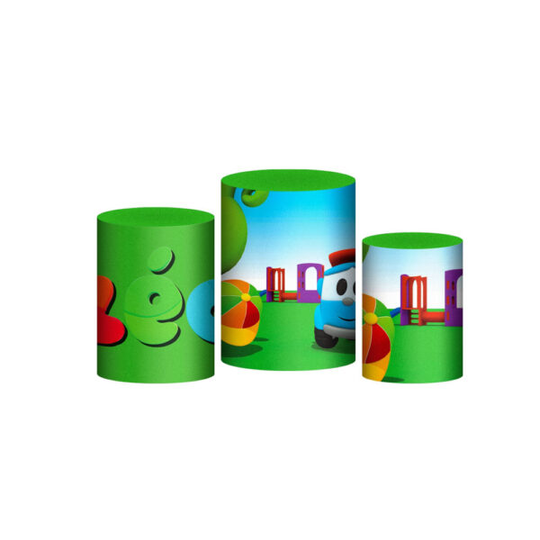 Trio Capa Cilindro Leo o Caminhão 3D Em Tecido Com Elástico