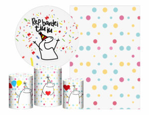 Kit Casado Bento Cake Painel Redondo Trio Capas Cilindro Retangular Vertical Em Tecido