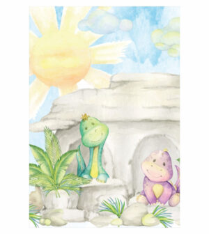 Painel de Festa Retangular 3D Dinossauro Baby Casadinho 1,50m x 2,20