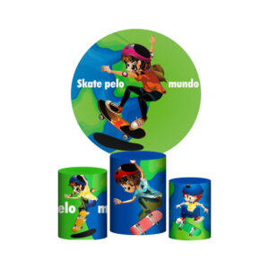 Trio Capa Cilindro + Painel Redondo 3D Skate 1,50m Veste Fácil