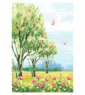 Painel de Festa Retangular 3D Jardim Encantado  Casadinho 1,50m x 2,20