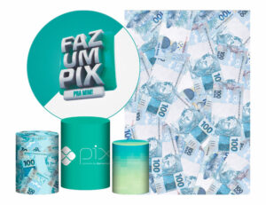 Kit Casado Pix Painel Redondo Trio Capas Cilindro Retangular Vertical Em Tecido