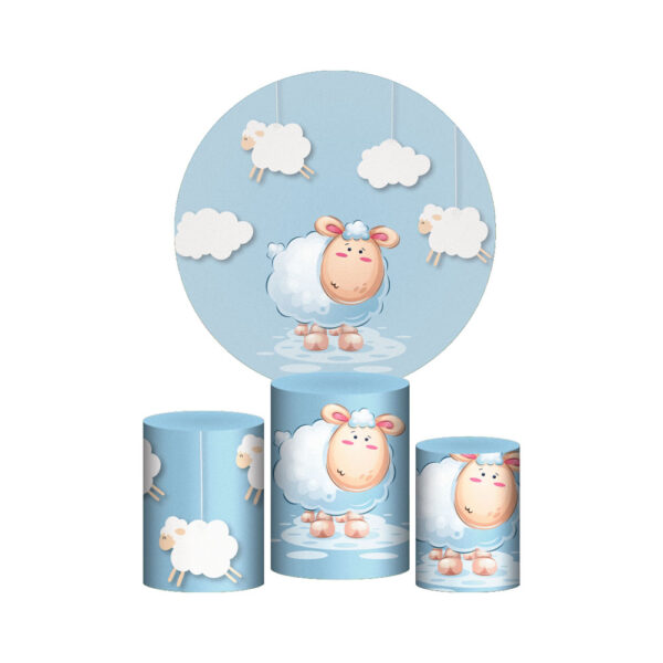 Trio Capa Cilindro + Painel Redondo 3D Ovelhinha 1,50m Veste Fácil