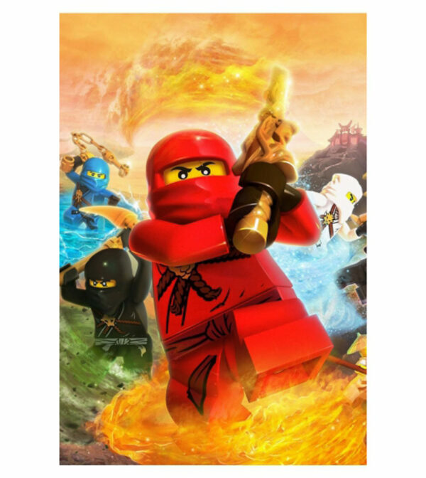 Painel de Festa Retangular 3D Ninja Go Casadinho 1,50m x 2,20