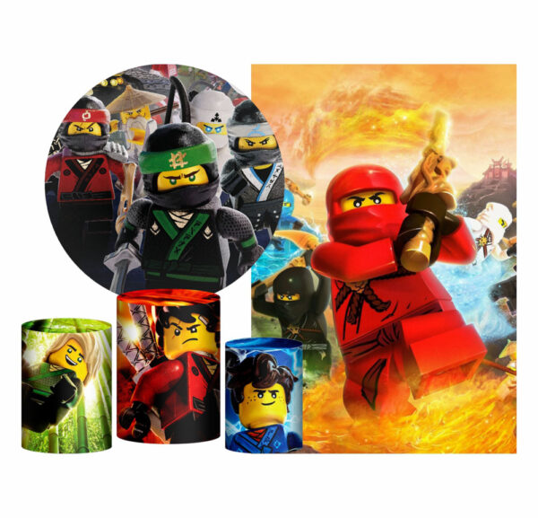 Kit Casado Ninja Go  Painel Redondo Trio Capas Cilindro Retangular Vertical Em Tecido