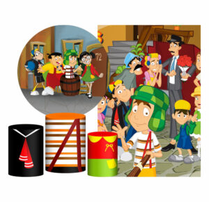 Kit Casado Chaves  Painel Redondo Trio Capas Cilindro Retangular Vertical Em Tecido