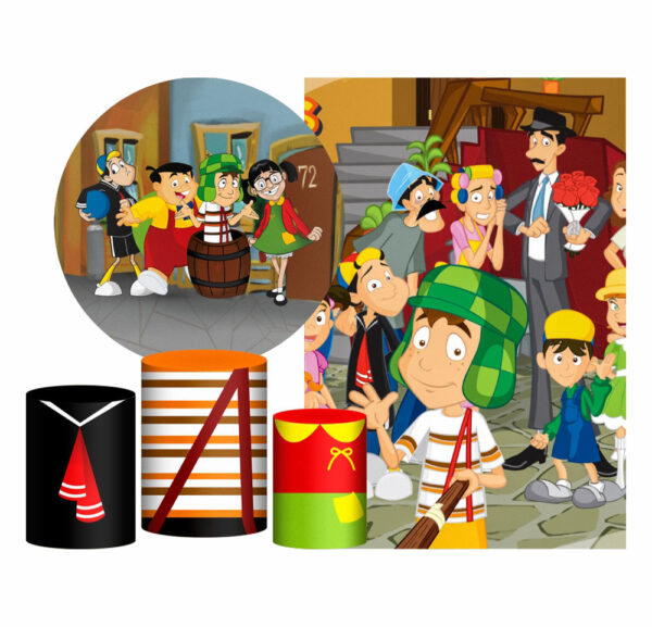 Kit Casado Chaves  Painel Redondo Trio Capas Cilindro Retangular Vertical Em Tecido