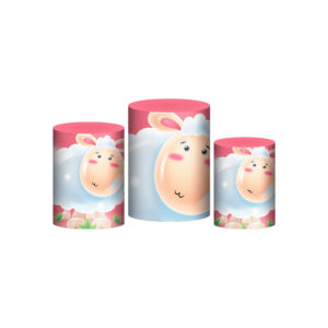 Trio Capa Cilindro Ovelhinha 3D Em Tecido Com Elástico
